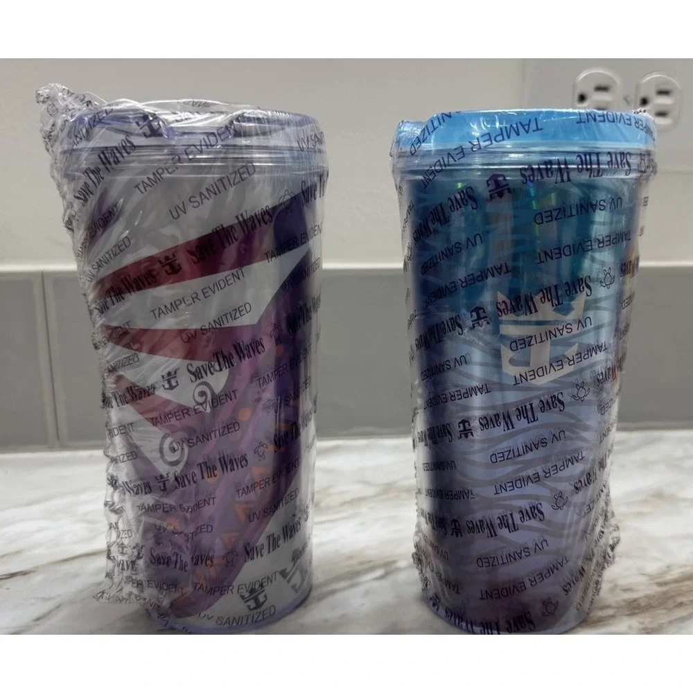 2‎ NEW Royal Caribbean Tumbler Cups Coca Cola Souvenir 2024 Pink Purple Blue